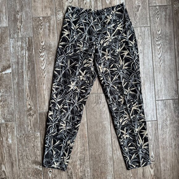 Dana Buchman Womens‎ Silk Linen Pants Size 6 Black Beige Bamboo Lined Zip Work - Picture 7 of 7